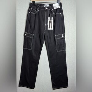 S.O.N.G. Women’s High Rise Carpenter 90’s Boyfriend Cut Pants Black size 7/28